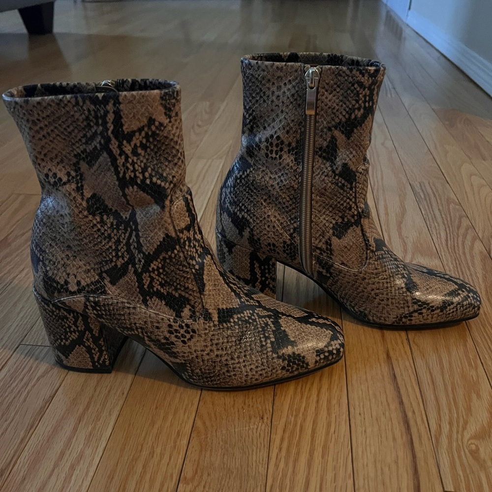 Snake Print Ankle Boots